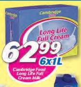 Cambridge Food Long Life Full Cream Milk-6 x 1Ltr