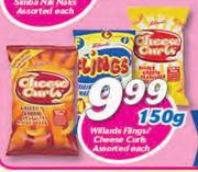 Willards Flings/Cheese Curls Assorted-150g Each
