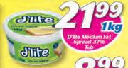 D'Lite Medium Fat Spread 37% Tub-1Kg