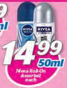 Nivea Roll On Assorted-50ml Each