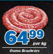 Ouma Braaiwors-Per Kg