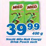 Nestle Milo Malt Energy Drink Pouch-400g Each