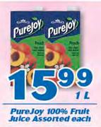 Purejoy 100% Fruit Juice-1Ltr Each
