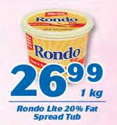 Rondo Lite 20% Fat Spread Tub-1kg