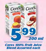 Ceres 100% Fruit Juice Blend-200ml Each