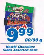 Nestle Chocolate Slabs-80/90g Each