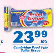 Cambridge Food 1 Ply Toilet Tissue-10's