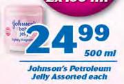 Johnson's Petroleum Jelly-500ml Each