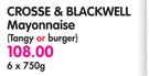 Crosse & Blackwell Mayonnaise (Tangy Or Burger)-6 x 750gm