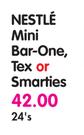 Nestle Mini Bar-One, Tex or Smarties-24's