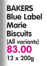 Bakers Blue Label Marie Biscuits (All Variants)-12 x 200gm