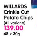 Willards Crinkle Cut Potato Chips (All Variants)-48 x 30gm