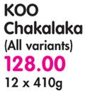 Koo Chakalaka(All Variants)-12x410g