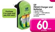 GP PB360 Charger And Batteries-Each