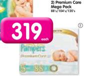 Pampers Premium Care Mega Pack-88's/104's/120's Each