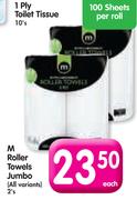 M Roller Towels Jumbo(All Variants)-2 Pack Each