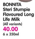 Bonnita Steri Stumpie Flavoured Long Life Milk(All Variants)-6x350ml