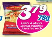 Fatti’s & Moni’s Instant Noodles-78g Each