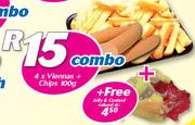 4 x Viennas + Chips-100g Combo + Free Jelly & Custard