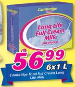 Cambridge Food Full Cream Long Life Milk-6x1ltr