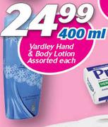 Yardley Hand & Body Lotion-400ml Each