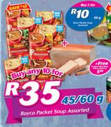 Royco Packet Soup Assorted-10x45/60g With Free White Bread 600g