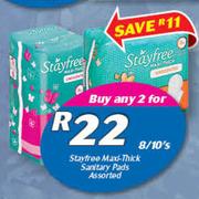 Stayfree Maxi Thick Sanitary Pads 8/10's Pack-For Any 2