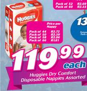 Huggies Dry Comfort Disposable Nappies Assorted-Each