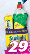 Sunlight Dishwashing Liquid 750ml + Laundry Bar 500g Combo