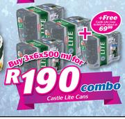 Castle Lite Cans 3 x 6 x 500ml Combo
