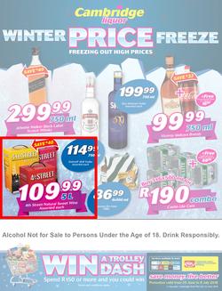 Cambridge Liquor Gauteng : Winter Price Freeze (25 June - 8 July 2018), page 1