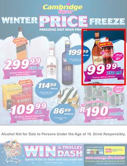 Cambridge Liquor Gauteng : Winter Price Freeze (25 June - 8 July 2018), page 1