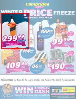 Cambridge Liquor Gauteng : Winter Price Freeze (25 June - 8 July 2018), page 1