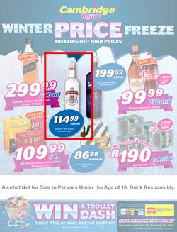 Cambridge Liquor Gauteng : Winter Price Freeze (25 June - 8 July 2018), page 1