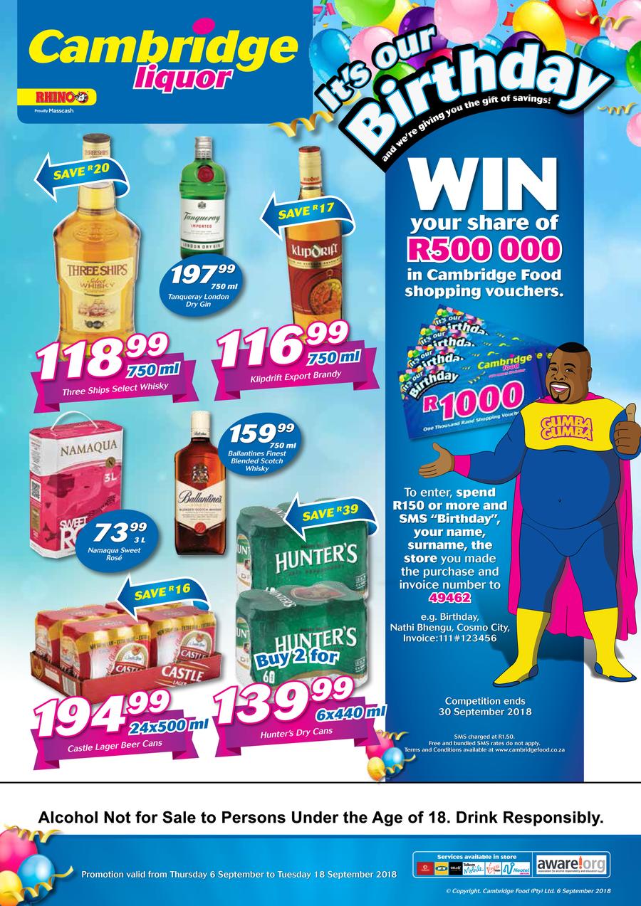 Cambridge Liquor Gauteng September Mid Month 6 Sept 18 Sept 2018 M Guzzle Co Za