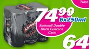 Smirnoff Double Black Guarana Cans-6 x 250ml
