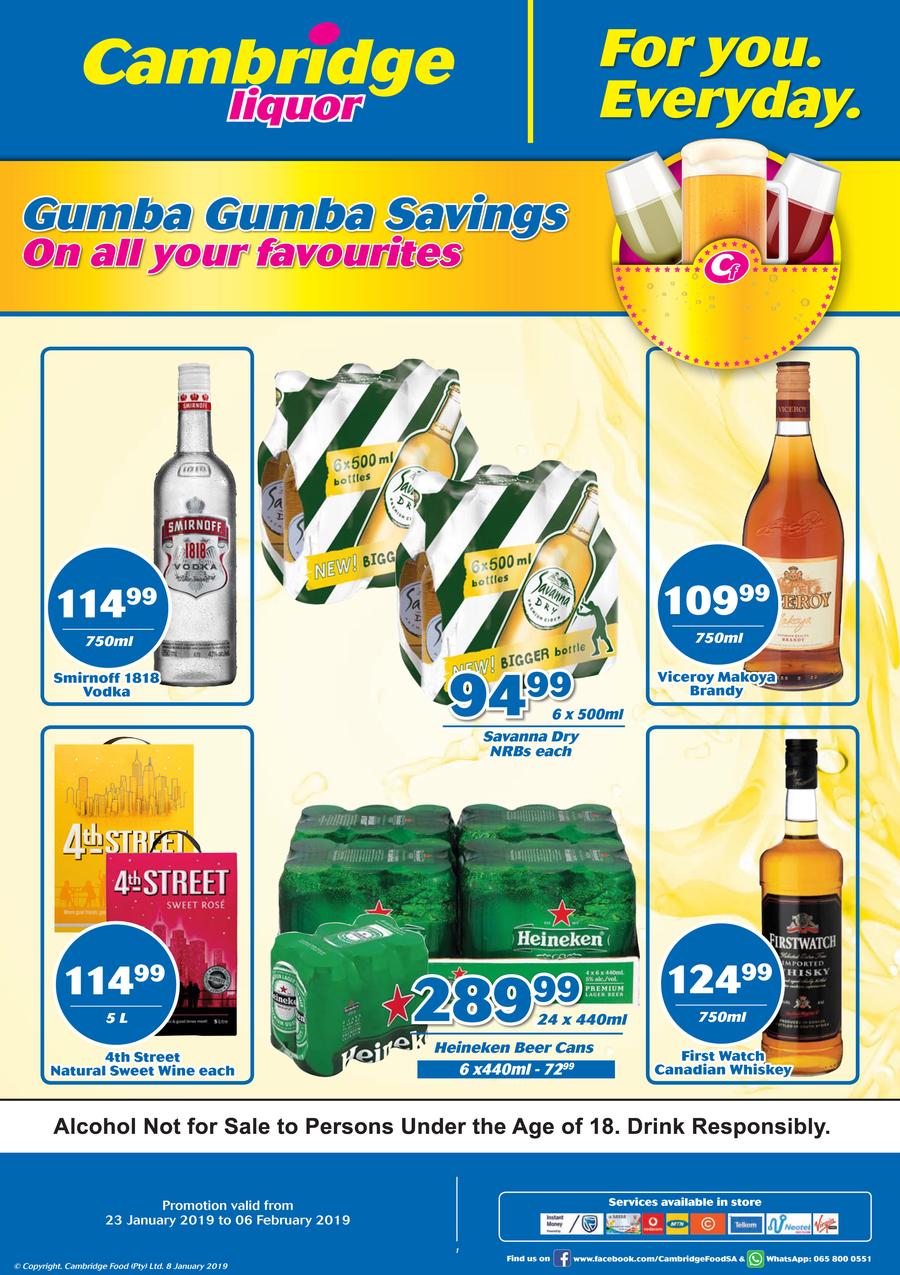 Cambridge Liquor Gauteng January Month End 23 Jan 6 Feb 2019 Www Guzzle Co Za