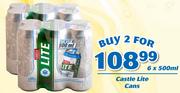 Castle Lite Cans 6x500ml-For 2 Packs