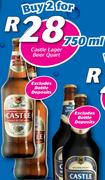 Castle Lager Beer Quart-2 x 750ml
