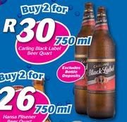 Carling Black Label Beer Quart-2 x 750ml