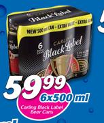 Carling Black Label Beer Cans-6 x 500ml