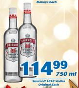 Smirnoff 1818 Vodka Original-750ml Each