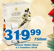 Johnnie Walker Black 750ml & 2 Tumblers 2018