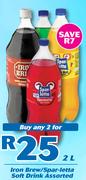Iron Brew/Spar Letta Soft Drinks Assorted-Any 2x2Ltr