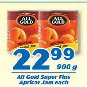 All Gold Super Fine Apricot Jam-900g Each