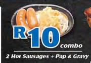 2 Hot Sausages + Pap & Gravy-Combo