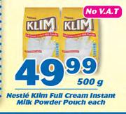 Nestle Klim Full Cream Instant Milk Powder Pouch-500g Each