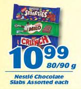 Nestle Chocolate Slabs Assorted-80/90g Each