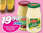 Crosse And Blackwell Tangy/Burger Mayonnaise-750g Each