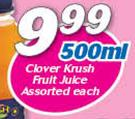 Clover Krush Fruit Juice-500ml Each